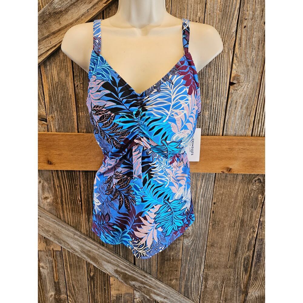 NWT NEW Swimsuits for all bra sized swim top tankini modest plus sz 10 DD F bra